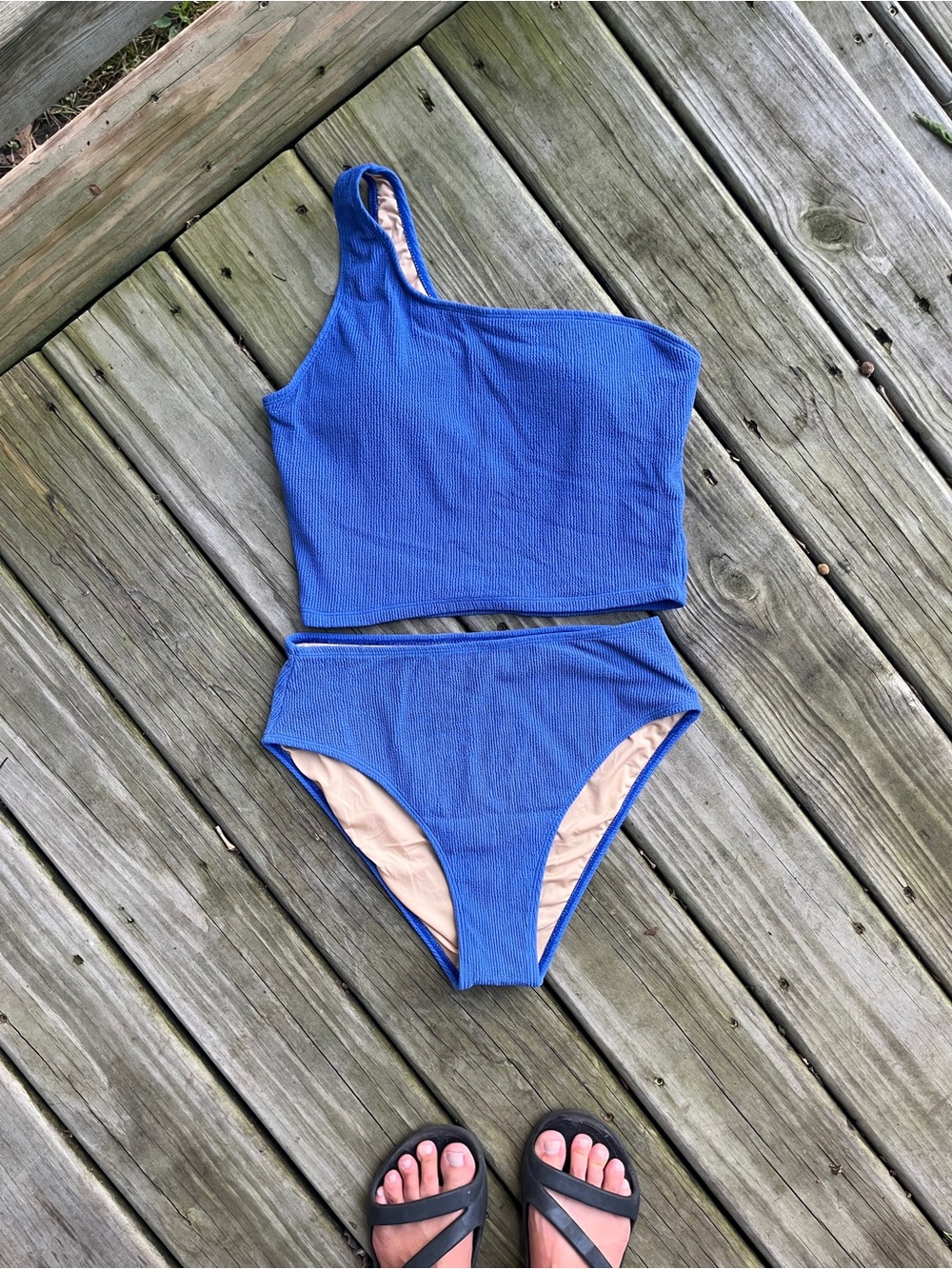 One-Shoulder Cobalt Blue Bikini Set - Women Swim